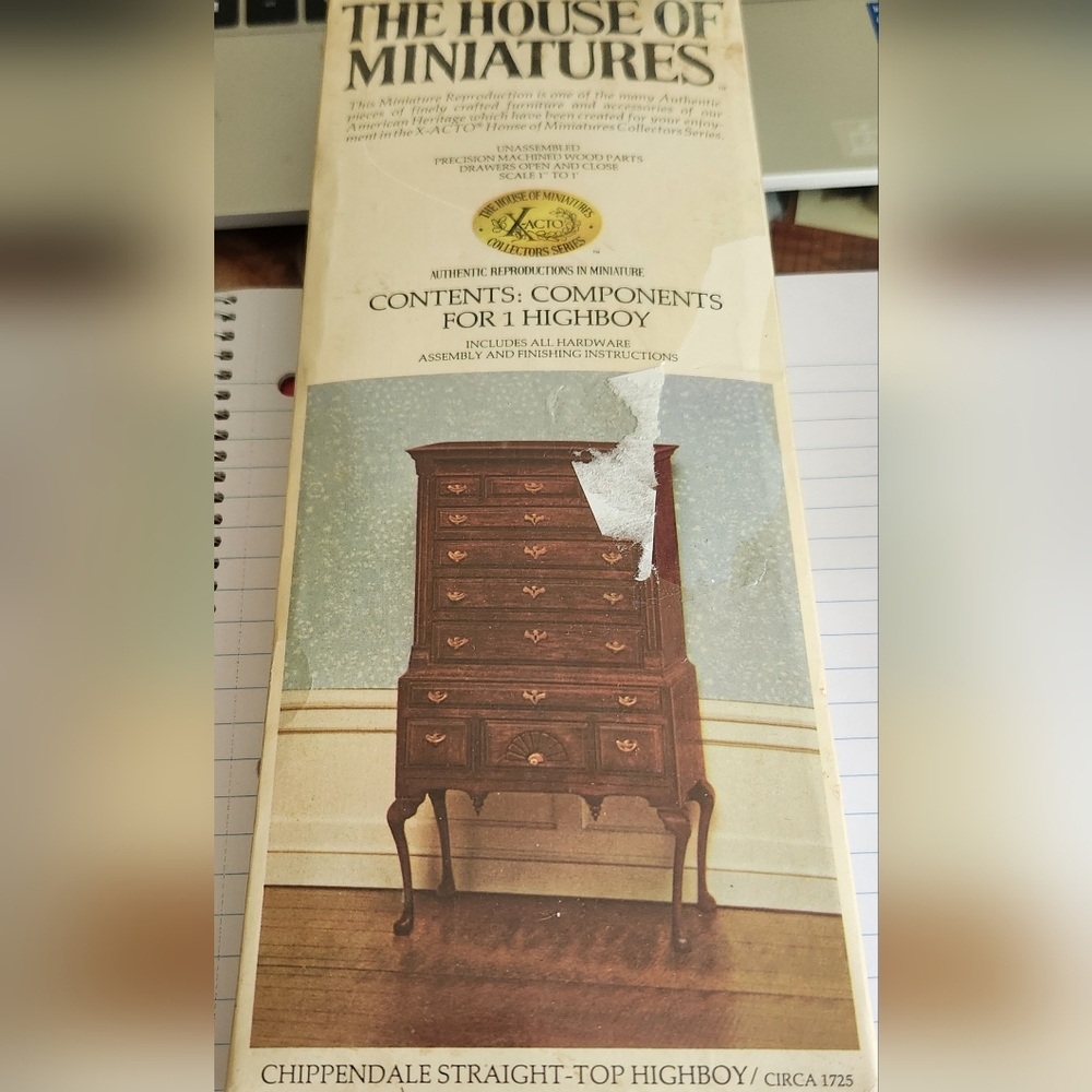 The X-Acto House Of Miniatures Chippendale Straight Top Highboy Dollhouse Furnit